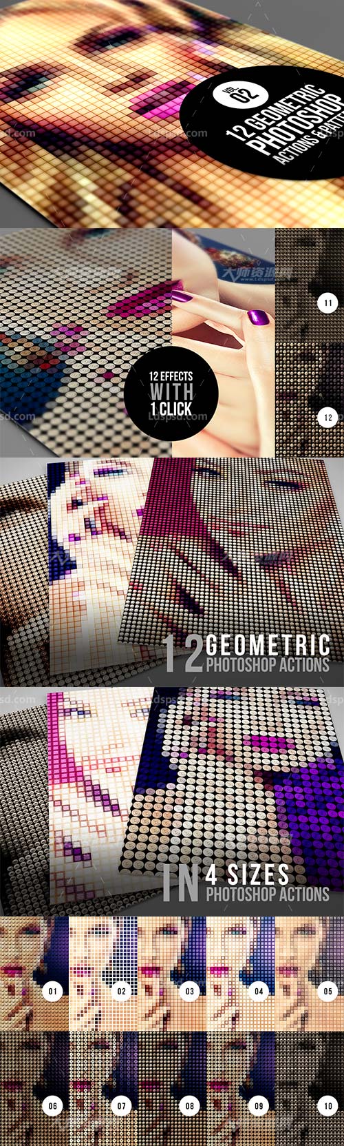 12 Geometric Photoshop Actions 02,PS动作－12种几何艺术效果